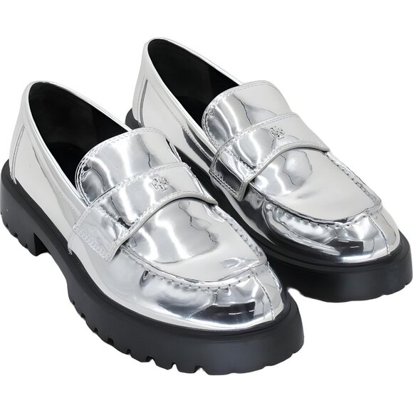 Tory Burch Classic Platform Lug Sole Loafer Silver Argento Women's US 8 - Picture 4 of 6